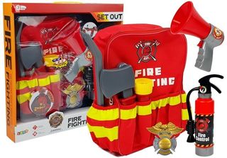 Firefighter's Set Backpack Flashlight Fire extinguisher Megaphone