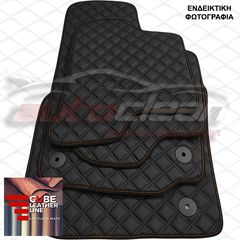 SMART FORFOUR 2014-2019 ΠΑΤΑΚΙΑ ΤΕΧΝΟΔΕΡΜΑ CUBE ΜΑΥΡΟ ΜΕ ΠΟΡΤΟΚΑΛΙ ΡΑΦΗ ΠΕΡΙΜΜΕΤΡΙΚΑ - ΠΟΡΤΟΚΑΛΙ ΚΕΝΤΗΜΑ BRABUS ΣΕΤ 4ΤΜΧ