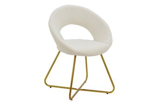 Καρέκλα "VALENTINA" από βελούδο/μέταλλο σε λευκό/χρυσό χρώμα 65x60x82