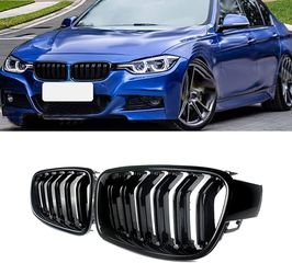 Carro 240201 Καρδιές Μάσκας Για Bmw 3 F30 / F31 11-18 M4 Look Με Διπλή Γρίλια Μαύρο Γυαλιστερό Με 2 Τεμάχια