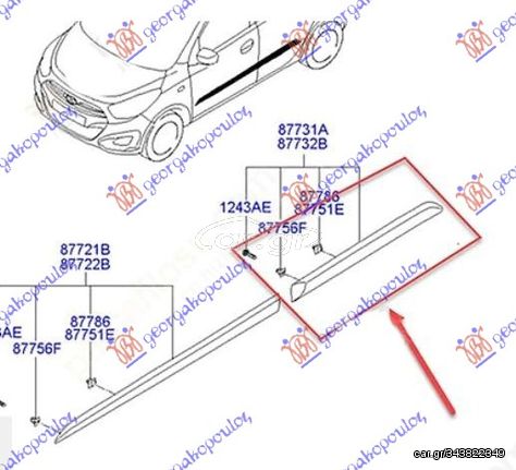 ΦΑΣΑ ΠΟΡΤΑΣ ΠΙΣΩ (Γ) ΑΡΙΣΤΕΡΗ ΠΛΕΥΡΑ για HYUNDAI i10 10-13