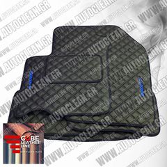SUZUKI SWIFT 2005-2017 ΠΑΤΑΚΙΑ ΤΕΧΝΟΔΕΡΜΑ CUBE ΜΑΥΡΟ ΜΕ ΜΠΛΕ ΡΑΦΗ ΠΕΡΙΜΜΕΤΡΙΚΑ - ΜΠΛΕ ΚΕΝΤΗΜΑ SWIFT ΣΕΤ 4ΤΜΧ