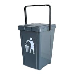 Πλαστικός Κάδος Ανακύκλωσης Minimax 50lt Γκρι Με Γκρι Καπάκι Ασφαλείας Και Χερούλι