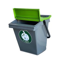 Πλαστικός Κάδος Ανακύκλωσης Easy Trolley 45lt Γκρι Με Πράσινο Καπάκι Ασφαλείας Και Ρόδες