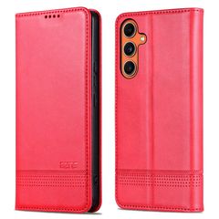 Θήκη Samsung Galaxy M55 5G AZNS Litchi Retro V4 Texture Leather με βάση στήριξης, υποδοχές καρτών και μαγνητικό κούμπωμα κόκκινο