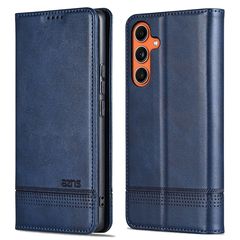 Θήκη Samsung Galaxy M55 5G AZNS Litchi Retro V4 Texture Leather με βάση στήριξης, υποδοχές καρτών και μαγνητικό κούμπωμα μπλε