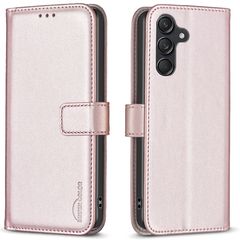 Θήκη Samsung Galaxy M55 5G BINFEN COLOR Leather Wallet series 12 με βάση στήριξης, υποδοχές καρτών και μαγνητικό κούμπωμα ροζ χρυσό