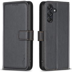 Θήκη Samsung Galaxy M55 5G BINFEN COLOR Leather Wallet series 12 με βάση στήριξης, υποδοχές καρτών και μαγνητικό κούμπωμα μαύρο