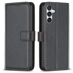 Θήκη Samsung Galaxy M15 5G BINFEN COLOR Leather Wallet series 12 με βάση στήριξης, υποδοχές καρτών και μαγνητικό κούμπωμα μαύρο