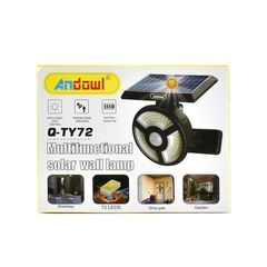 Επιτοίχιο ηλιακό φωτιστικό 72 LED IP65 Andowl Q-TY72 – Μαύρο