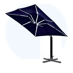 Επαγγελματική ομπρέλα δαπέδου ΤΗΛΕΣΚΟΠΙΚΗ αλουμινίου 300x300cm βαρέως τύπου με Led φωτισμό  ΣΕ ΜΠΛΕ NAVY