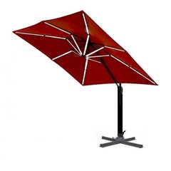 Επαγγελματική ομπρέλα δαπέδου ΤΗΛΕΣΚΟΠΙΚΗ αλουμινίου 300x300cm βαρέως τύπου με Led φωτισμό  ΣΕ μπορντο
