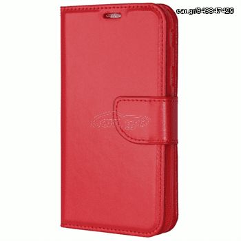 Θήκη, Xiaomi Redmi A3, Wallet Case Με Βάση Στήριξης, Υποδοχές Καρτών Και Μαγνητικό Κούμπωμα Flip Wallet, κόκκινο