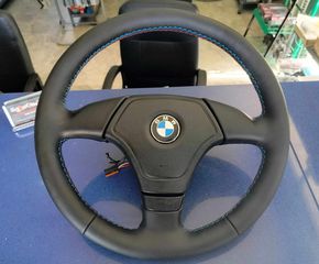 BMW (E36) Τιμόνι Τριάκτηνο με καινούργιο δέρμα & ραφές  ///Μ