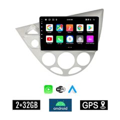 KIROSIWA 2+32GB FORD FOCUS (1998 - 2004) Android οθόνη αυτοκίνητου 2GB με GPS WI-FI (ηχοσύστημα αφής 9" ιντσών Youtube Playstore MP3 USB Radio Bluetooth Mirrorlink εργοστασιακή 4x60W, AUX, ασημί)