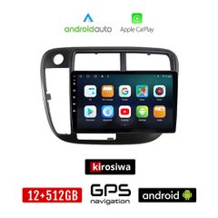 KIROSIWA HONDA CIVIC (1996 - 2000) CLIMA Android οθόνη αυτοκίνητου 12GB + 512GB με GPS WI-FI (ηχοσύστημα αφής 9" ιντσών Android Auto Apple Carplay Youtube Playstore MP3 USB Radio Bluetooth Mirrorlink