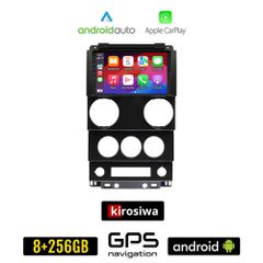 KIROSIWA JEEP WRANGLER (2006 - 2011) Android οθόνη αυτοκίνητου 8GB + 256GB με GPS WI-FI (ηχοσύστημα αφής 9" ιντσών Android Auto Apple Carplay Youtube Playstore MP3 USB Radio Bluetooth Mirrorlink εργοσ