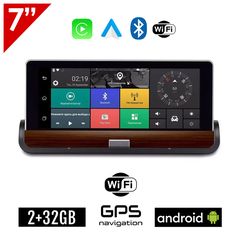 Android 2+32GB Media Station 7" ιντσών με Ελληνικό GPS πλοηγό για το ταμπλό του αυτοκινήτου (Bluetooth Apple Carplay Android Auto WI-FI Playstore Youtube DVR καταγραφική camera 2GB Mirrorlink Uni