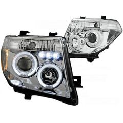 Μπροστινά Φανάρια Set Για Nissan Navara D40 05-10 Angel Eyes & Led Χρωμίου H1/H1 Manual JunYan