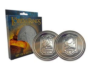 The Lord of the Rings Set of 4 Embossed Metal Coasters / Fan Shop and Merchandise