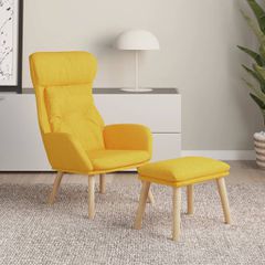 Πολυθρόνα Relax Κίτρινη Μουσταρδί Υφασμάτινη με Υποπόδιο 3097757