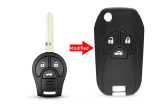 Μετατροπή Flip Σε Νέο Κέλυφος Κλειδιού Για Nissan Sylphy-Cube-Juke-Rogue-Micra-Qashqai-Altima-Maxima-Sentra-Versa Με Λάμα NSN14 & 3 Κουμπιά