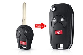Μετατροπή Flip Σε Νέο Κέλυφος Κλειδιού Για Nissan Sylphy-Cube-Juke-Rogue-Micra-Qashqai-Altima-Maxima-Sentra-Versa Με Λάμα NSN14 & 2 Κουμπιά-Panic