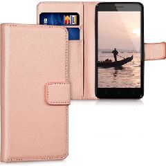 Θήκη, Samsung Galaxy A05S , Wallet Case Με Βάση Στήριξης, Υποδοχές Καρτών Και Μαγνητικό Κούμπωμα Flip Wallet, Ροζ χρυσό