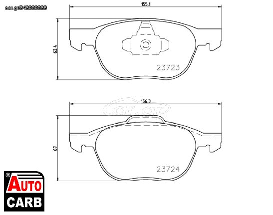 Δισκοπλακα TEXTAR 23723 για VOLVO C70 2006-2013, VOLVO S40 2003-2012, VOLVO V40 2012-