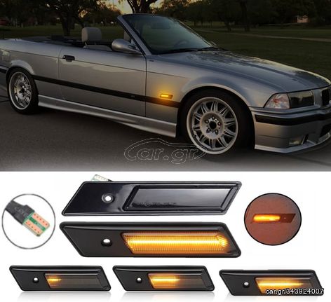 ΣΕΤ Πλαϊνά Φλας Φτερού Led Dynamic ~~Black/Smoke Βιδωτό~~ BMW 3 (E30, E36) - 5 (E34) - 7 (E32)