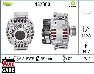 Δυναμό VALEO 437360 για AUDI TT 2006-2015, SEAT ALHAMBRA 2010-, SEAT ALTEA 2004-