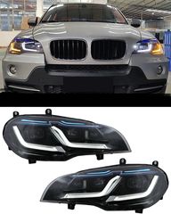 ΦΑΝΑΡΙΑ ΕΜΠΡΟΣ LED Headlights BMW X5 E70 (2007-2014) Conversion from HID to LED Black