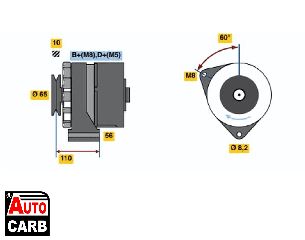 Δυναμό BOSCH 0120489363 για VW PASSAT 1979-1989, VW SCIROCCO 1980-1992