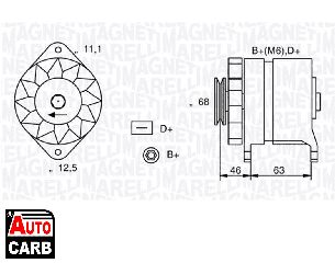 Δυναμό MAGNETI MARELLI 063321021010 για FIAT UNO 1983-2013, IVECO DAILY 1978-1999, SEAT 131 1975-1986