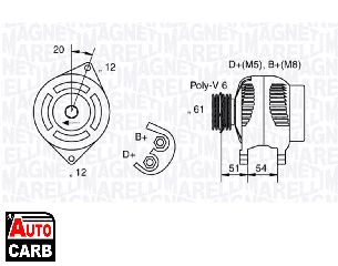 Δυναμό MAGNETI MARELLI 063321862010 για FIAT MAREA 1996-2007, FIAT STILO 2001-2010, LANCIA THESIS 2002-2009