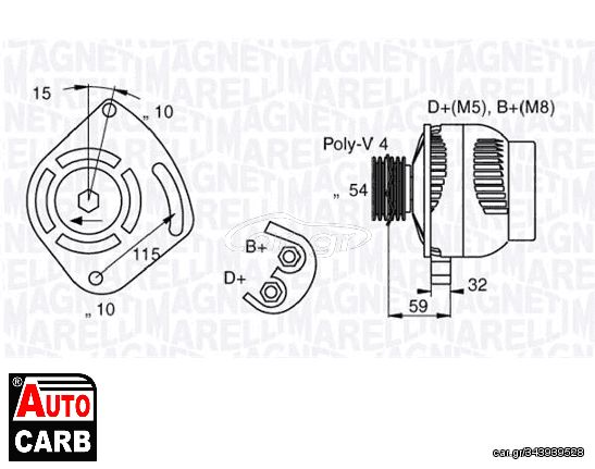 Δυναμό MAGNETI MARELLI 063377001010 για FIAT PUNTO 2000-2010, FIAT SEICENTO 1997-2010, FIAT STRADA 1998-