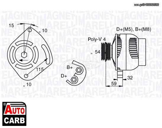 Δυναμό MAGNETI MARELLI 063377001010 για LANCIA YPSILON 2003-2011