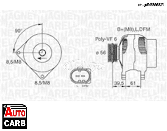 Δυναμό MAGNETI MARELLI 063730002010 για VW POLO 1995-2014, VW SHARAN 1995-2010, VW TRANSPORTER 2003-2015