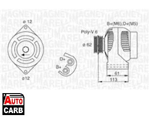 Δυναμό MAGNETI MARELLI 063730008010 για FIAT GRANDE 2005-, FIAT STILO 2001-2010, OPEL ASTRA 2004-2014