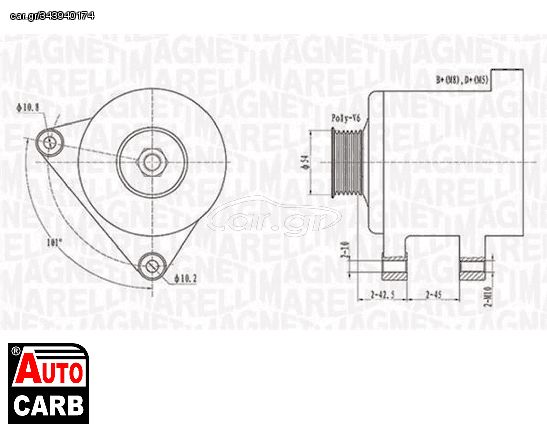 Δυναμό MAGNETI MARELLI 063731509010 για PEUGEOT 607 2000-, PEUGEOT 806 1994-2002, PEUGEOT BOXER 2001-