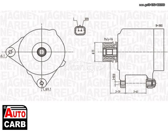 Δυναμό MAGNETI MARELLI 063731762010 για RENAULT LOGAN 2004-, RENAULT LOGAN/STEPWAY 2012-, RENAULT MEGANE 2001-2012