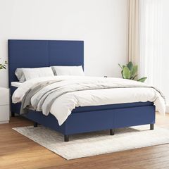 Κρεβάτι Boxspring με Στρώμα Μπλε 140x200 εκ. Υφασμάτινο