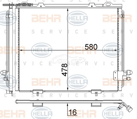 Συμπυκνωτής, σύστ. κλιματισμού HELLA 8FC351036761 Mercedes-Benz E-Class SW S210 2400cc 170ps 1997-2003 (2108300270,2108300570,A2108300270,A2108300570)