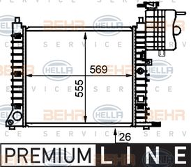 Ψυγείο, ψύξη κινητήρα HELLA 8MK376721381 Mercedes-Benz Vito Van 638 2200cc D 102ps 1999-2003 (6385011601,A6385011601)