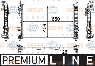 Ψυγείο, ψύξη κινητήρα HELLA 8MK376730561 Mercedes-Benz A-Class W169 1700cc A170 116ps 2004-2012 (1695000403,1695000404,1695000504,1695002103,A1695000403)