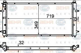 Ψυγείο, ψύξη κινητήρα HELLA 8MK376714481 Volkswagen Transporter T4 2500cc Syncro 110ps 1992-2003 (701121253D,701121253E,701121253F,701121253K)