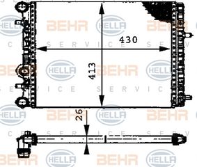 Ψυγείο, ψύξη κινητήρα HELLA 8MK376716234 Seat Cordoba 1400cc 16Valves 75ps 2002-2007 (5Z0121253,6Q0121253AE,6Q0121253AG,6Q0121253J)