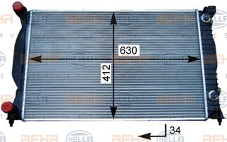 Ψυγείο, ψύξη κινητήρα HELLA 8MK376717234 Audi A4 8E2 1800cc Turbo 150ps 2000-2002 (8E0121251AQ,8E0121251B,8E0121251L)