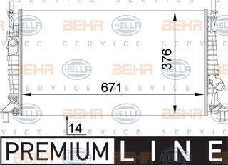 Ψυγείο, ψύξη κινητήρα HELLA 8MK376764281 Ford Focus 1600cc Ti 115ps 2004-2012 (1305492,1309414,1318177,1354177,30665934)