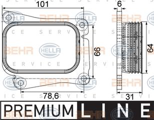Ψυγείο λαδιού, λάδι κινητήρα HELLA 8MO376756731 Mercedes-Benz C-Class Coupe CL203 1800cc C200 CGI Kompressor 170ps 2003-2008 (2711880401,A2711880401)